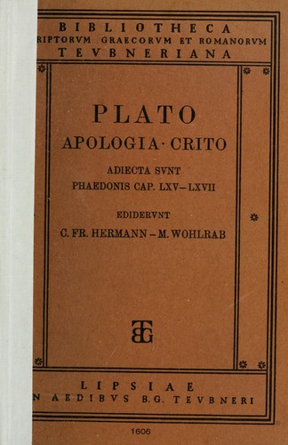 Πλάτων: Apologia ; Crito; adiecta sunt Phaedonis cap. 65-67 (Latin language, 1913, B.G. Teubneri)